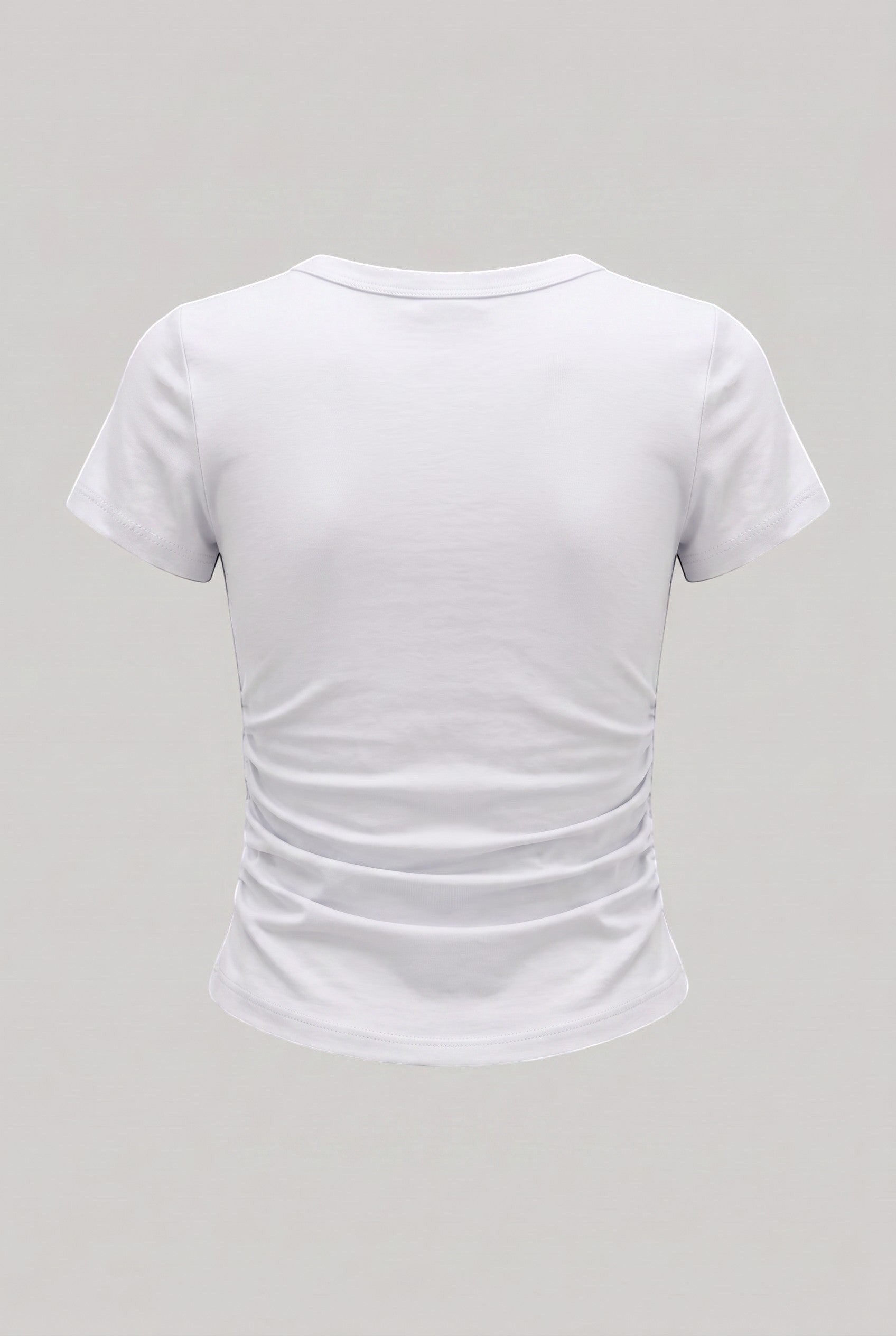 SOLAのホワイトコットン製プリーツウエストブラトップTシャツ、背面からのビュー